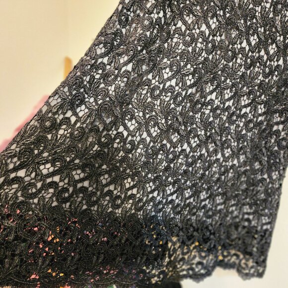 TADASHI SHOJI COLLECTION Black Lace Gray Lined Evening Dress Women 10 Stunning - Picture 6 of 12